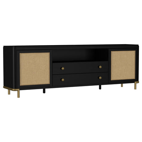 Arini Black Rattan Cane 2-Door TV Stand Media Console from Coaster - Luna Furniture