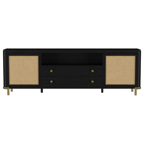 Arini Black Rattan Cane 2-Door TV Stand Media Console from Coaster - Luna Furniture
