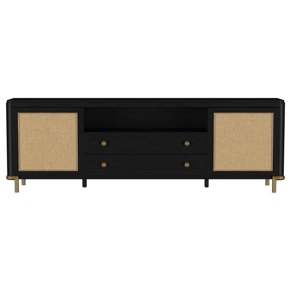 Arini Black Rattan Cane 2-Door TV Stand Media Console from Coaster - Luna Furniture