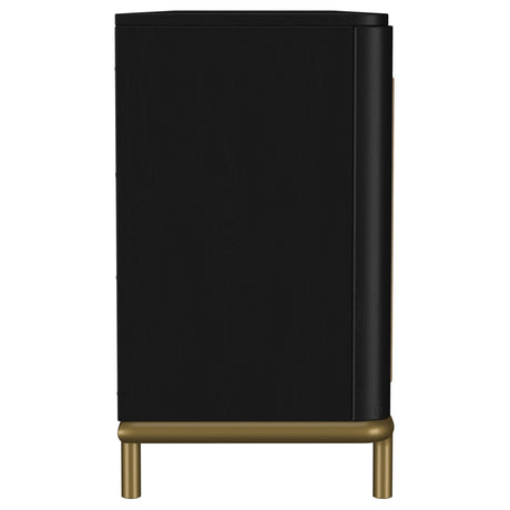 Arini Black Rattan Cane 2-Door TV Stand Media Console from Coaster - Luna Furniture