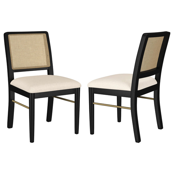 Arini Black Rattan Cane Dining Side Chair, Set of 2