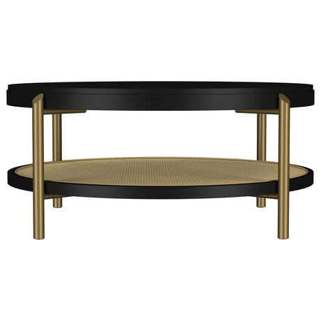 Arini Black Round Coffee Table With Storage Shelf from Coaster - Luna Furniture