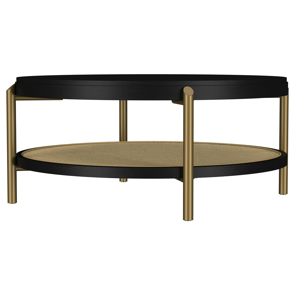 Arini Black Round Coffee Table With Storage Shelf from Coaster - Luna Furniture