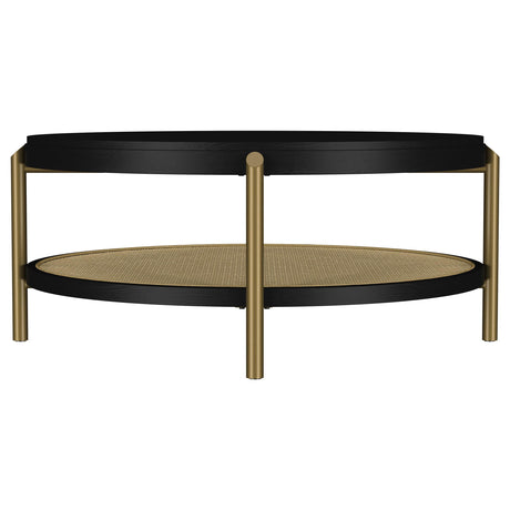 Arini Black Round Coffee Table With Storage Shelf from Coaster - Luna Furniture