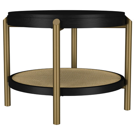 Arini Black Round End Side Table With Storage Shelf from Coaster - Luna Furniture