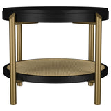 Arini Black Round End Side Table With Storage Shelf from Coaster - Luna Furniture