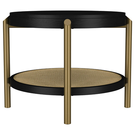 Arini Black Round End Side Table With Storage Shelf from Coaster - Luna Furniture