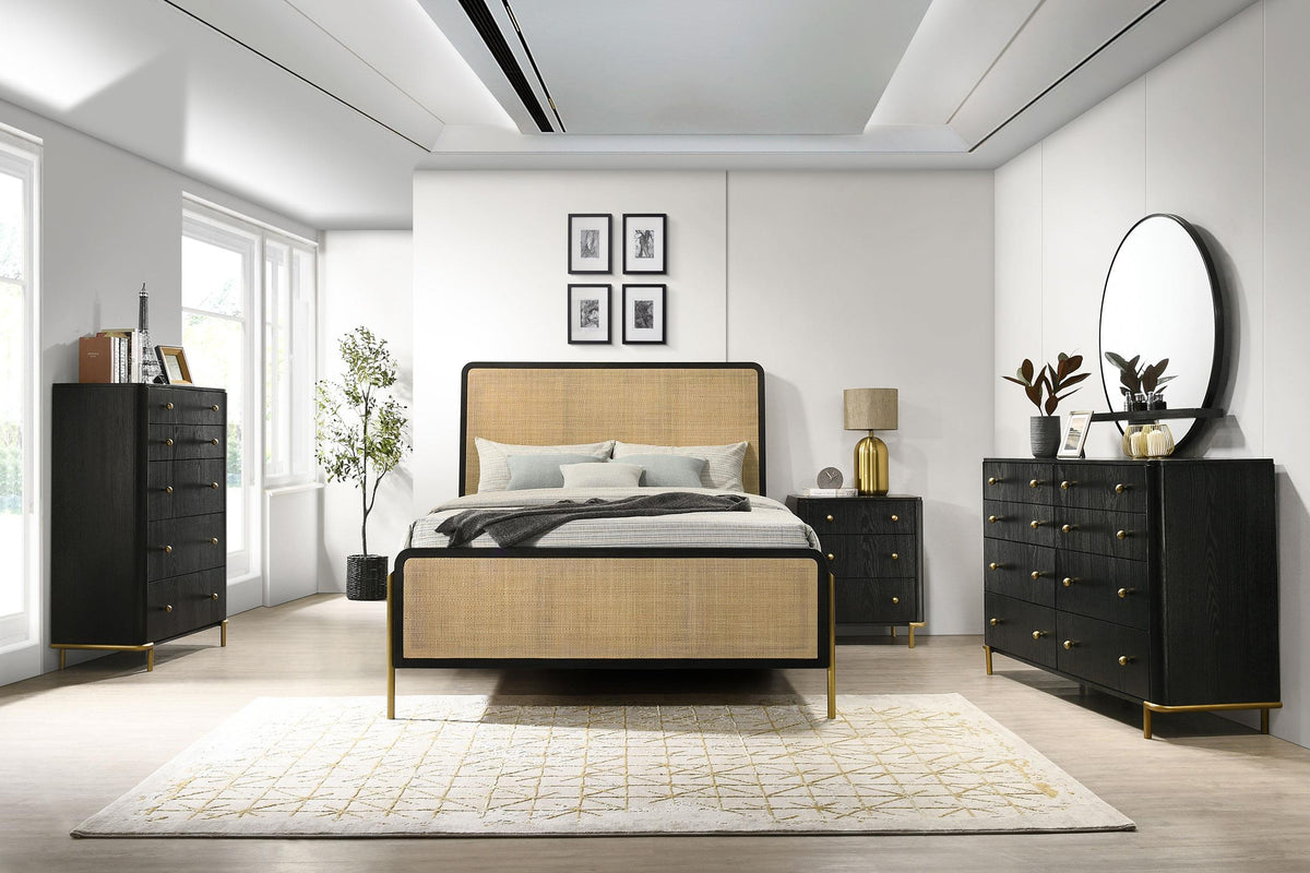Arini Black and Natural 5-Piece California King Bedroom Set from Coaster - Luna Furniture
