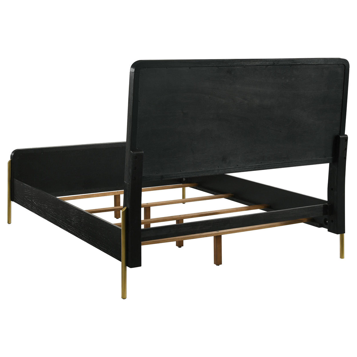 Arini Black and Natural Rattan California King Panel Bed from Coaster - Luna Furniture