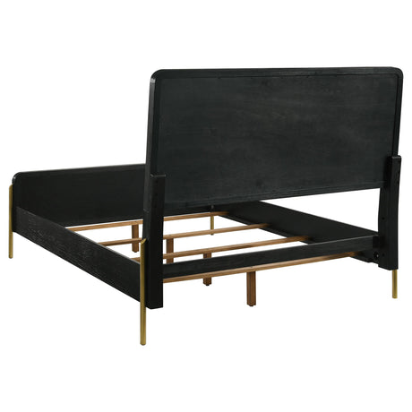 Arini Black and Natural Rattan California King Panel Bed from Coaster - Luna Furniture