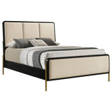 Arini Cream and Black Queen Panel Bed from Coaster - Luna Furniture