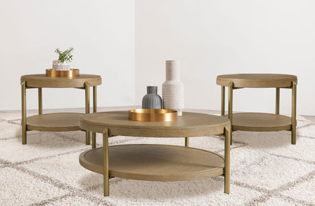 Arini Sand Wash 3-Piece Round Coffee and End Table Set from Coaster - Luna Furniture