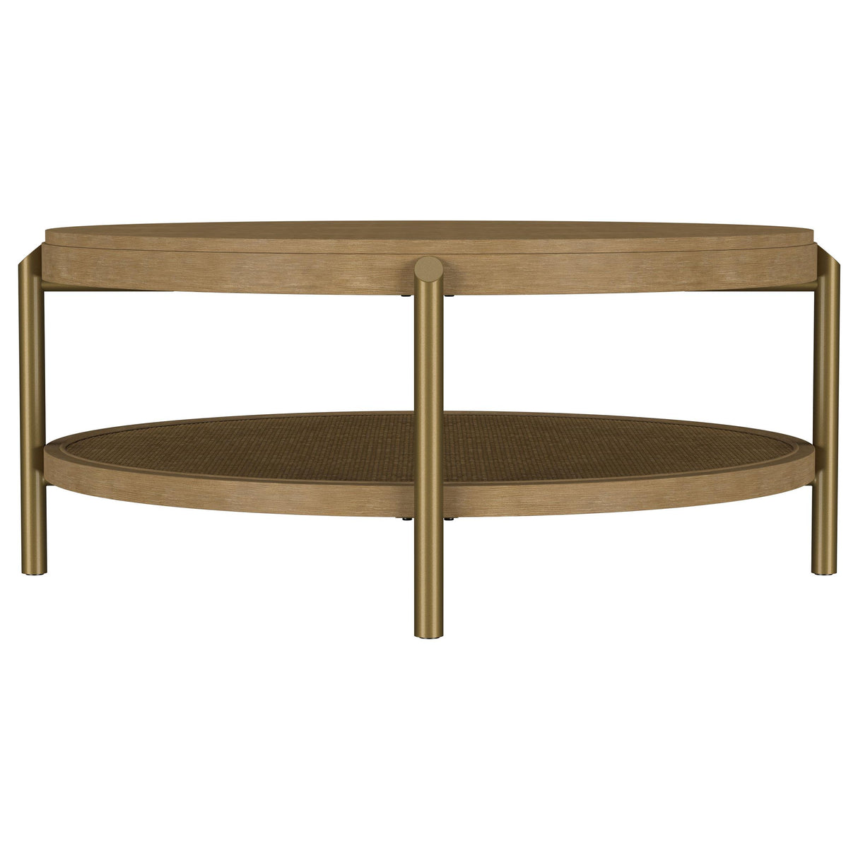 Arini Sand Wash Round Coffee Table With Storage Shelf from Coaster - Luna Furniture