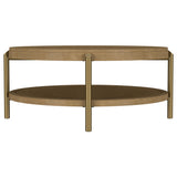 Arini Sand Wash Round Coffee Table With Storage Shelf from Coaster - Luna Furniture