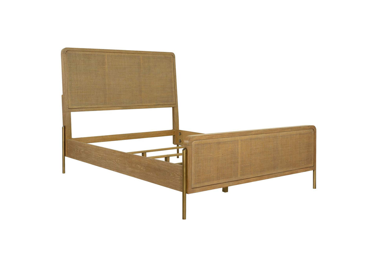 Arini Sand Wash and Natural Rattan California King Panel Bed from Coaster - Luna Furniture