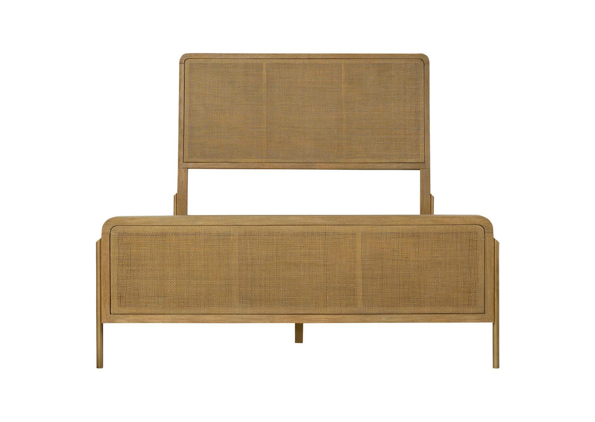Arini Sand Wash and Natural Rattan California King Panel Bed from Coaster - Luna Furniture