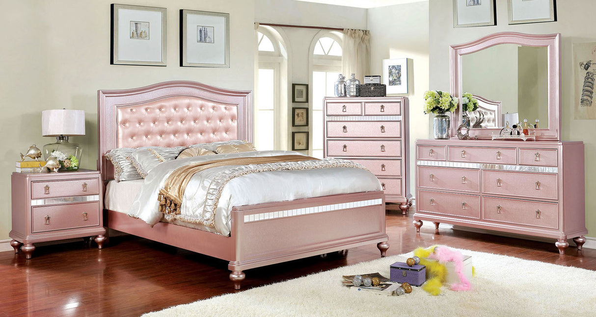 Ariston Rose Gold Twin Bed from Furniture of America - Luna Furniture