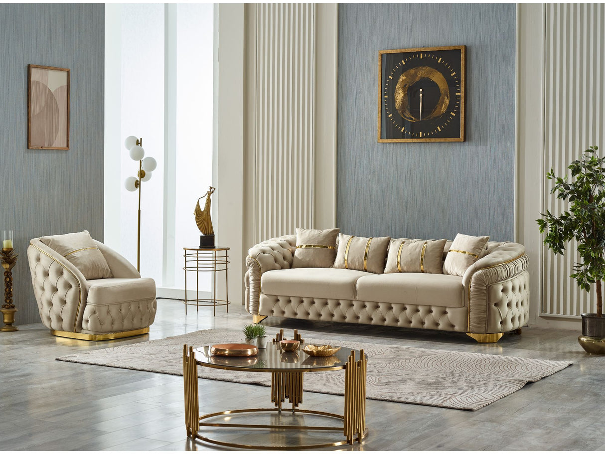 Arizona Stationary Sofa in Beige from Furnia - Luna Furniture
