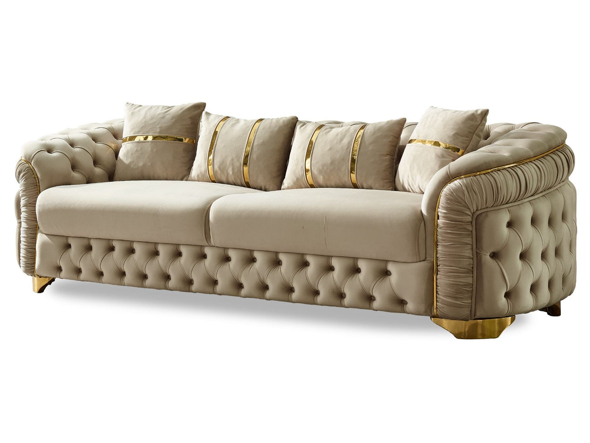 Arizona 3-pieces (Sofa & Loveseat & Chair) Livingroom Set in Beige from Furnia - Luna Furniture