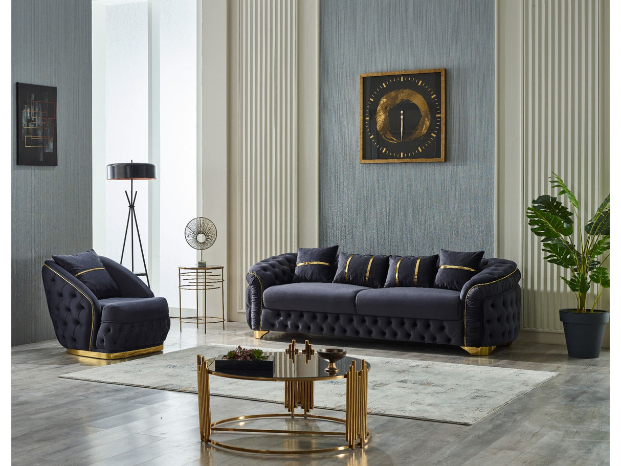Arizona 3-pieces (Sofa & Loveseat & Chair) Livingroom Set in Anthracite from Furnia - Luna Furniture