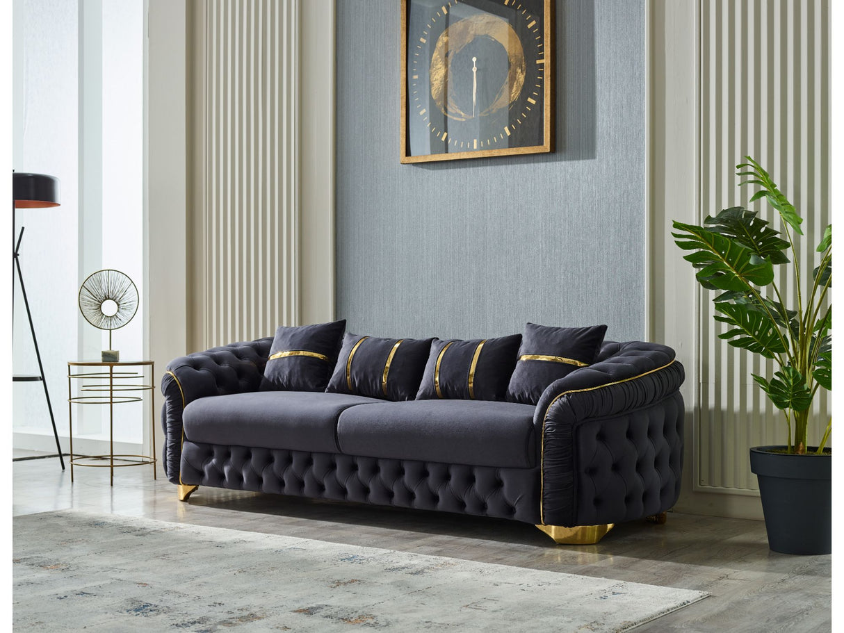 Arizona 3-pieces (Sofa & Loveseat & Chair) Livingroom Set in Anthracite from Furnia - Luna Furniture