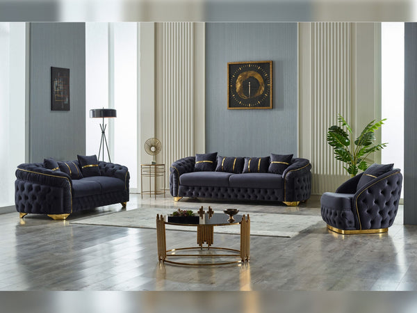 Arizona 3-pieces (Sofa & Loveseat & Chair) Livingroom Set in Anthracite