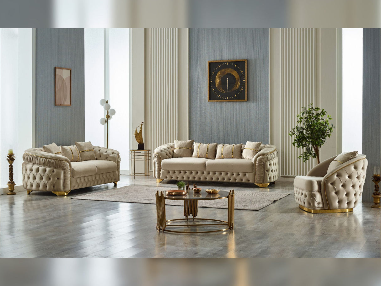 Arizona 3-pieces (Sofa & Loveseat & Chair) Livingroom Set in Beige from Furnia - Luna Furniture