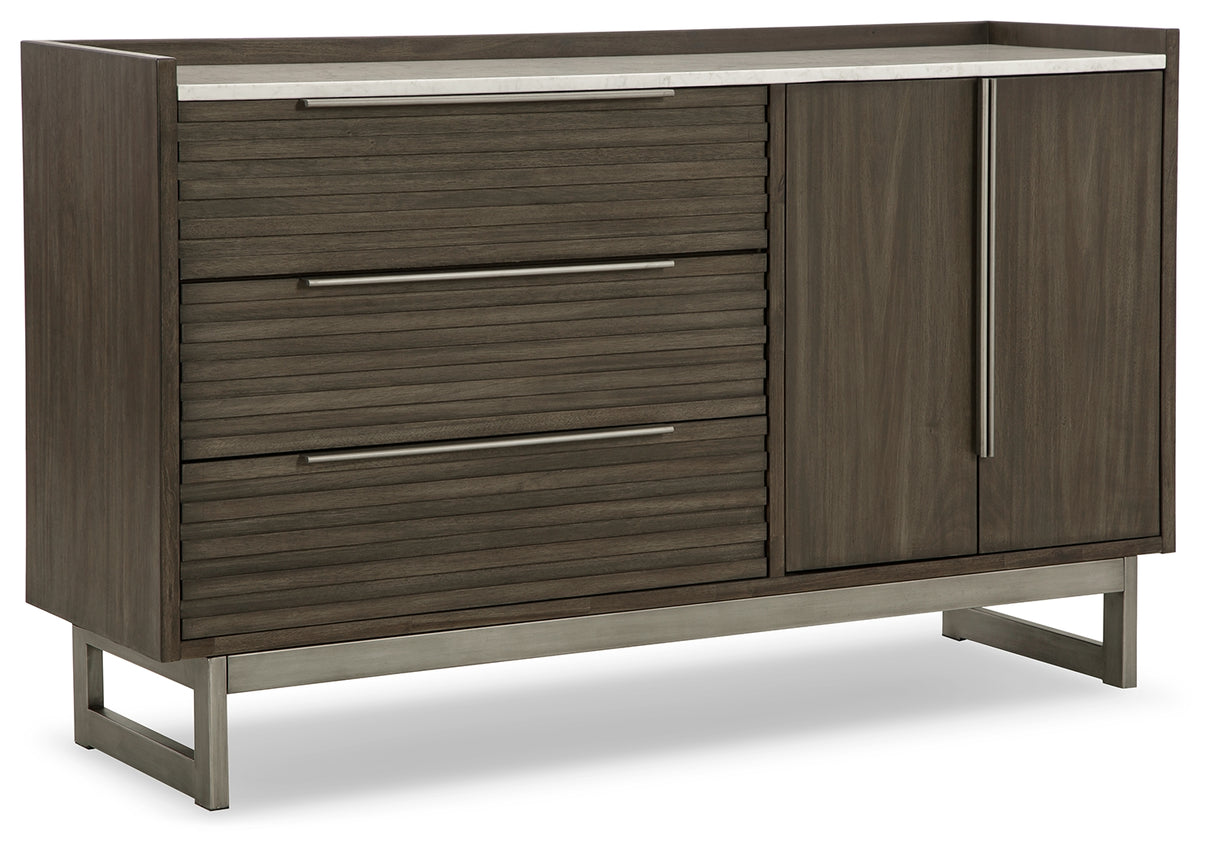 Arkenton California King Panel Bed with Dresser in Grayish Brown from Ashley - Luna Furniture