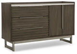 Arkenton California King Panel Bed with Dresser in Grayish Brown from Ashley - Luna Furniture