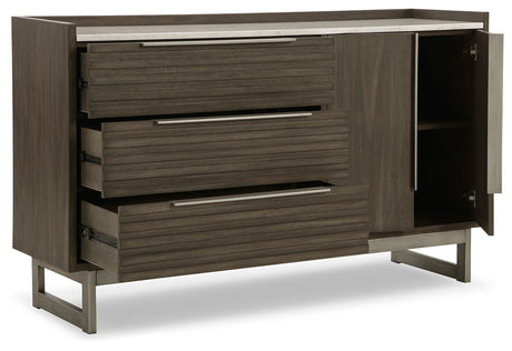 Arkenton California King Panel Bed with Dresser in Grayish Brown from Ashley - Luna Furniture