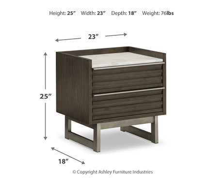 Arkenton California King Panel Bed with Mirrored Dresser and 2 Nightstands in Grayish Brown from Ashley - Luna Furniture
