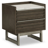 Arkenton King Panel Bed with Mirrored Dresser and 2 Nightstands in Grayish Brown from Ashley - Luna Furniture