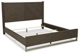 Arkenton King Panel Bed with Mirrored Dresser in Grayish Brown from Ashley Furniture - Luna Furniture