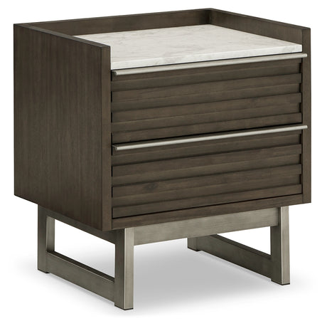 Arkenton Queen Panel Bed with Mirrored Dresser and 2 Nightstands in Grayish Brown from Ashley - Luna Furniture