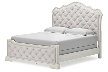 Arlendyne Antique White California King Upholstered Panel Bed from Ashley - Luna Furniture