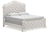 Arlendyne Antique White King Upholstered Panel Bed from Ashley - Luna Furniture