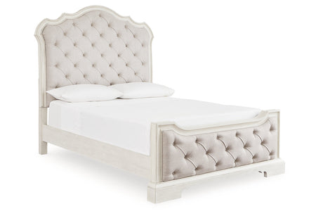 Arlendyne Antique White Queen Upholstered Panel Bed from Ashley - Luna Furniture