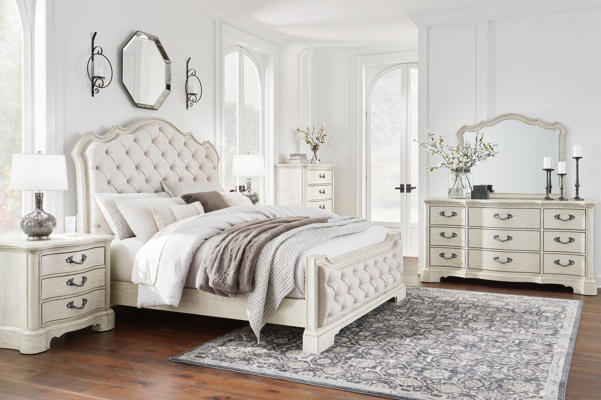Arlendyne Antique White Upholstered Panel Bedroom Set from Ashley - Luna Furniture
