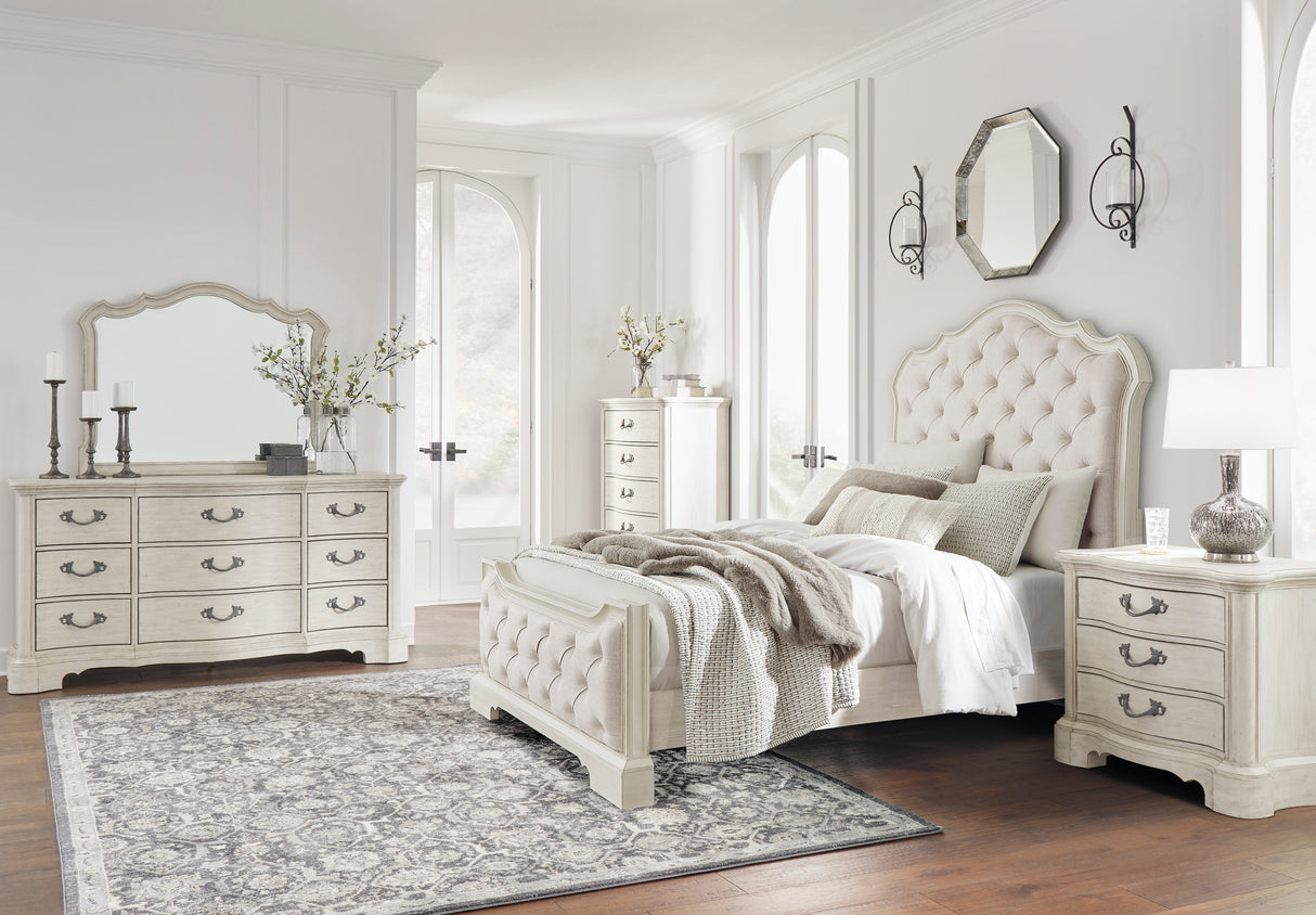 Arlendyne Antique White Upholstered Panel Bedroom Set from Ashley - Luna Furniture