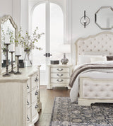 Arlendyne Antique White Upholstered Panel Bedroom Set from Ashley - Luna Furniture