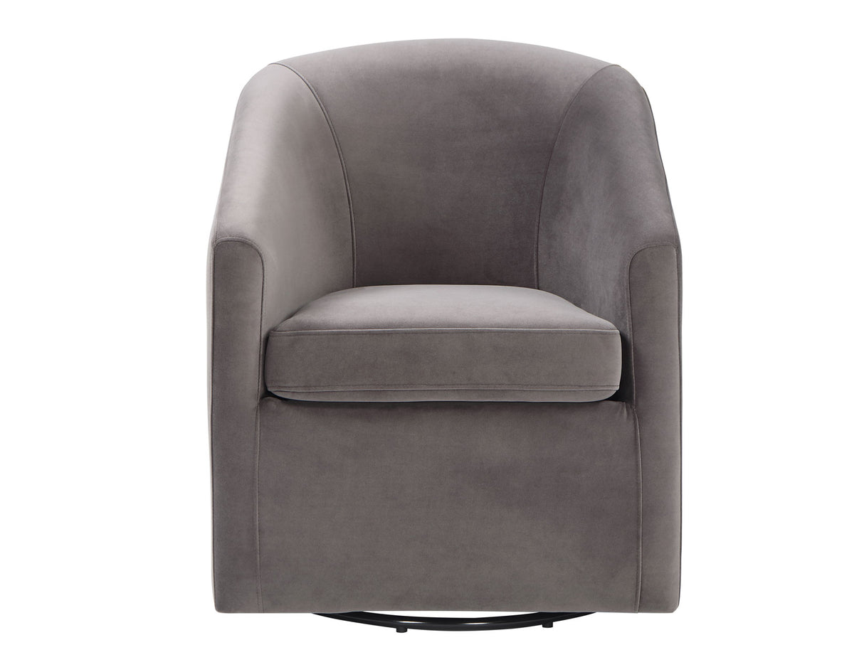 Arlo Fog Velvet Upholstered Swivel Barrel Chair from Steve Silver - Luna Furniture