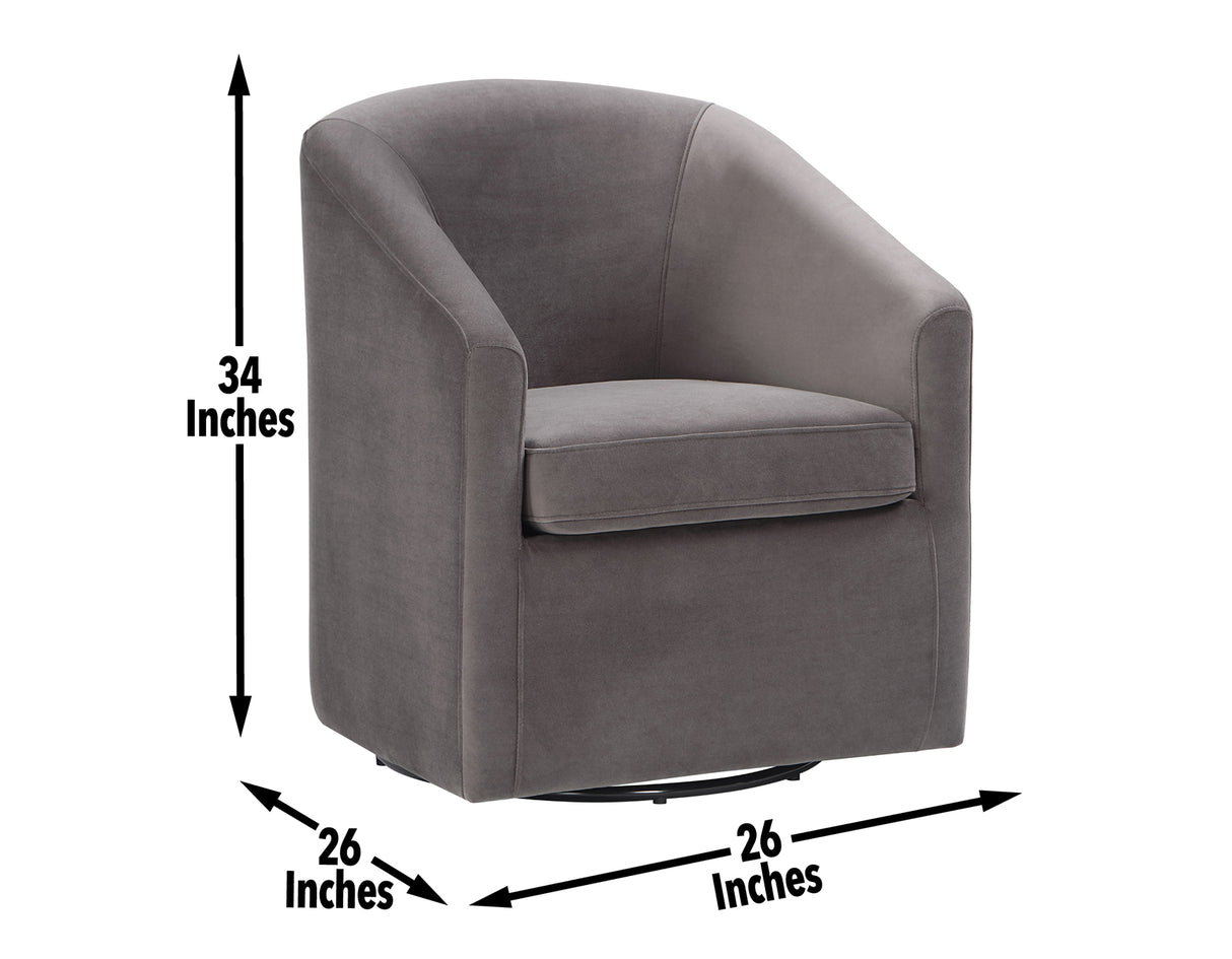 Arlo Fog Velvet Upholstered Swivel Barrel Chair from Steve Silver - Luna Furniture