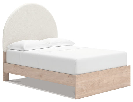 Arloster Tan/White Full Upholstered Platform Bed from Ashley - Luna Furniture