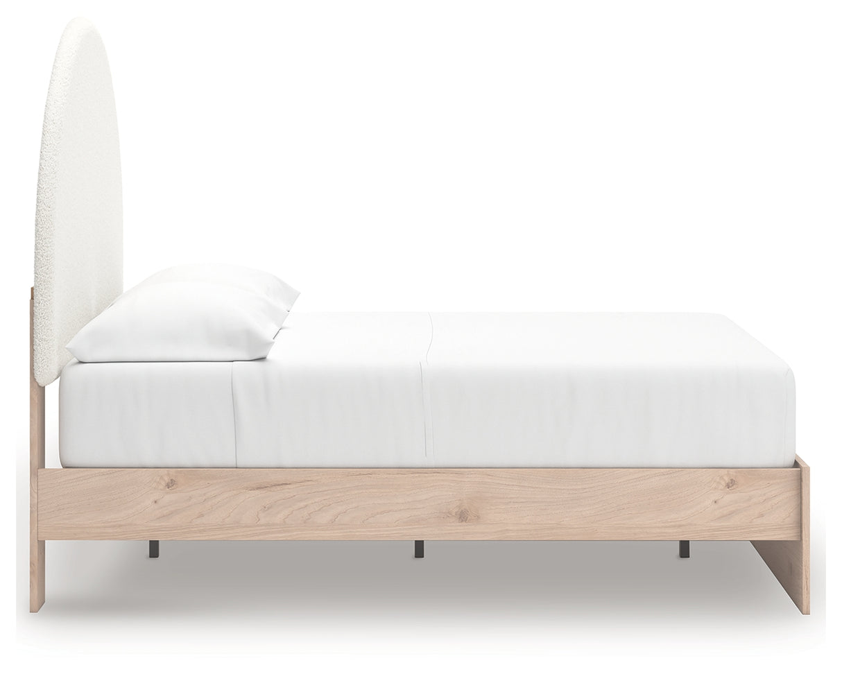 Arloster Tan/White Full Upholstered Platform Bed from Ashley - Luna Furniture