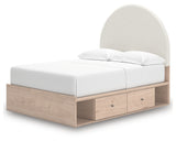 Arloster Tan/White Full Upholstered Platform Bed with Storage from Ashley - Luna Furniture