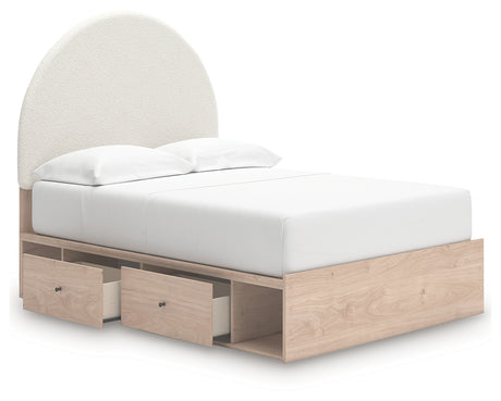 Arloster Tan/White Full Upholstered Platform Bed with Storage from Ashley - Luna Furniture