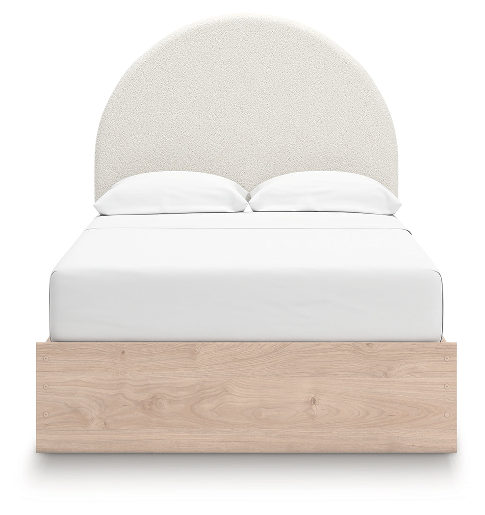Arloster Tan/White Full Upholstered Platform Bed with Storage from Ashley - Luna Furniture