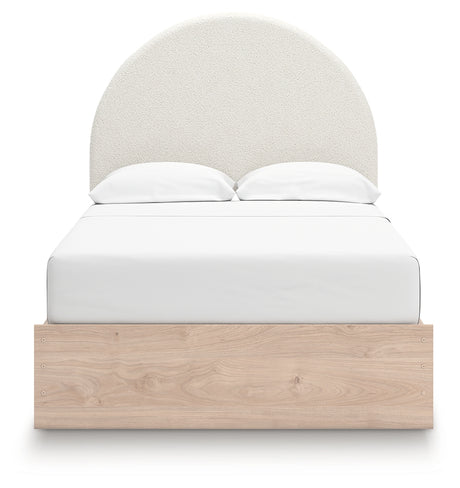 Arloster Tan/White Full Upholstered Platform Bed with Storage from Ashley - Luna Furniture