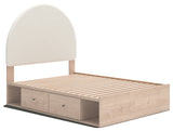 Arloster Tan/White Full Upholstered Platform Bed with Storage from Ashley - Luna Furniture
