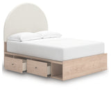 Arloster Tan/White Full Upholstered Platform Bed with Storage from Ashley - Luna Furniture